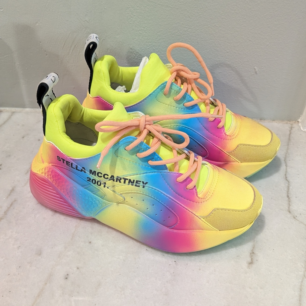 Stella McCartney Ecyplse Neon Rainbow Chunky Sneakers Women's Size 5.5 /35